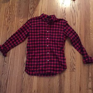 J. Crew Black and Red Checkered Oxford